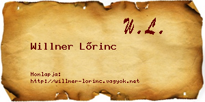 Willner Lőrinc névjegykártya
